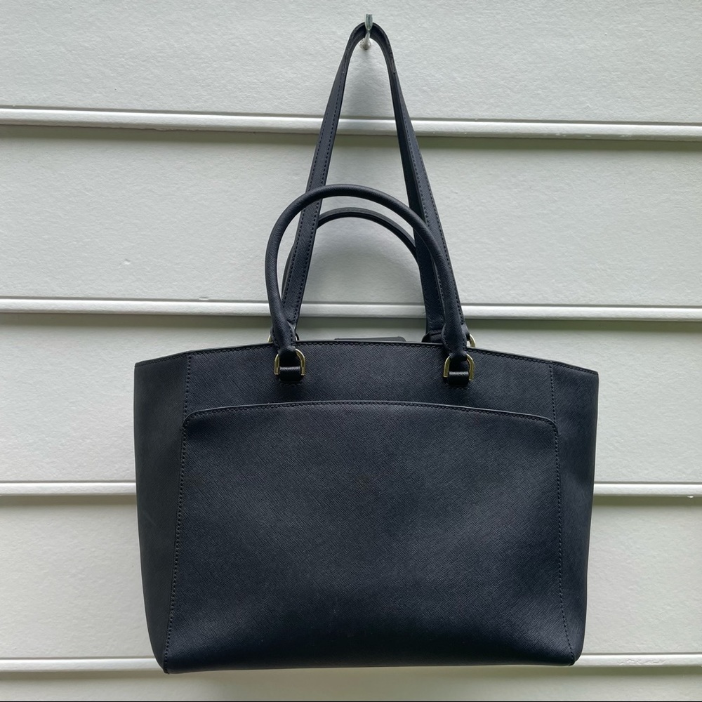 Michael Kors Emmy Double Handle Saffiano Black Leather Tote - Picture 7 of 16